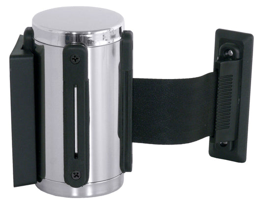 Absperrbandhalter aus Metall, schwarz.