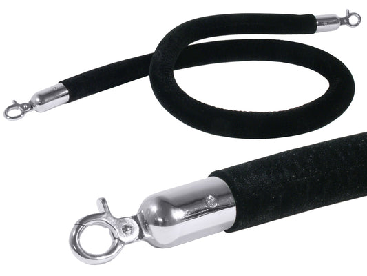 Schwarzes Absperrseil mit Haken.