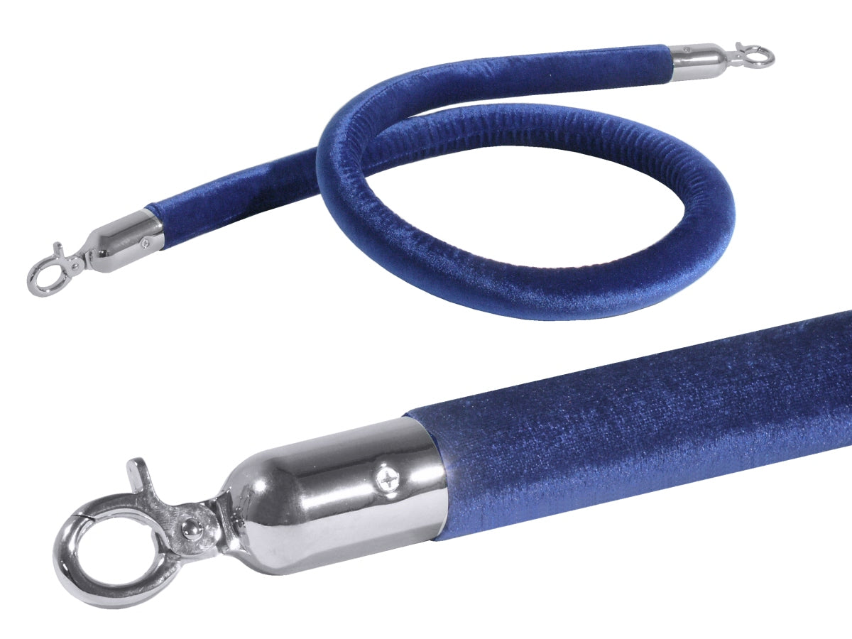 Blaues Absperrseil mit Haken.