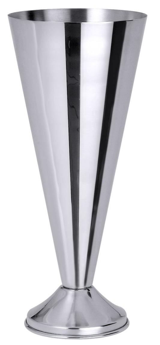 Silberner Edelstahl-Pokal, konische Form.