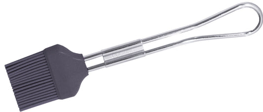 Schwarzer Küchenpinsel mit Metallgriff.