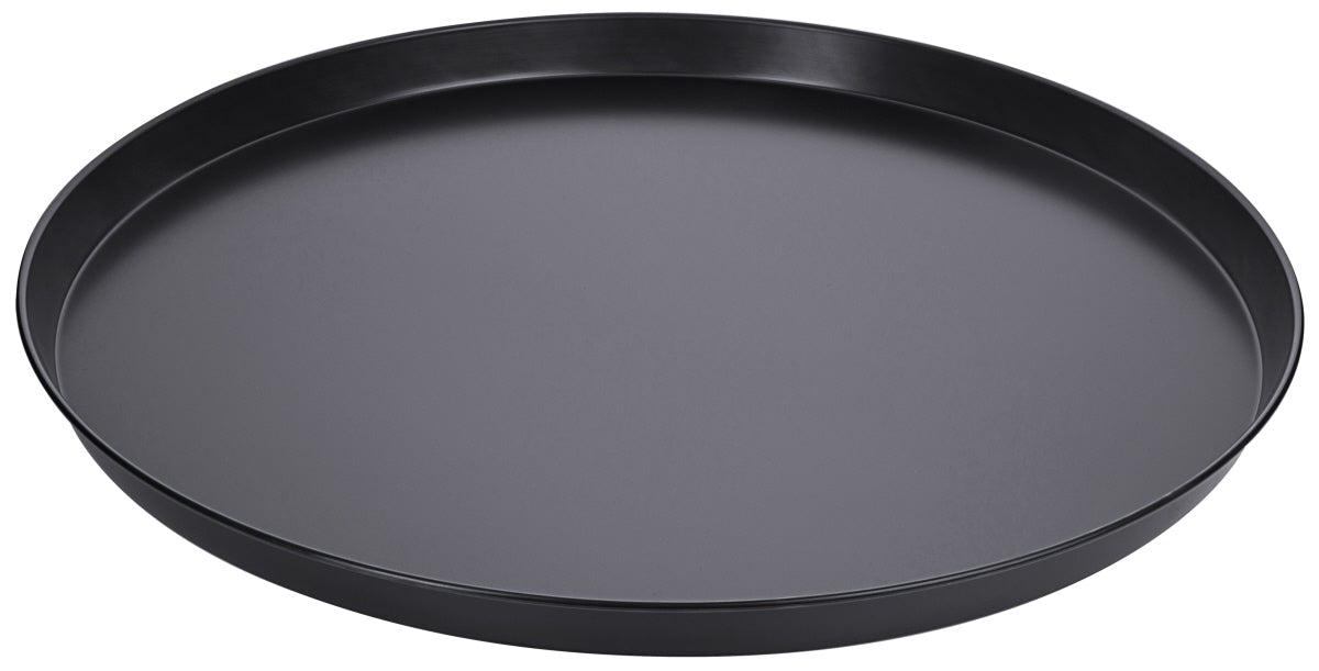 Schwarze runde Servierplatte