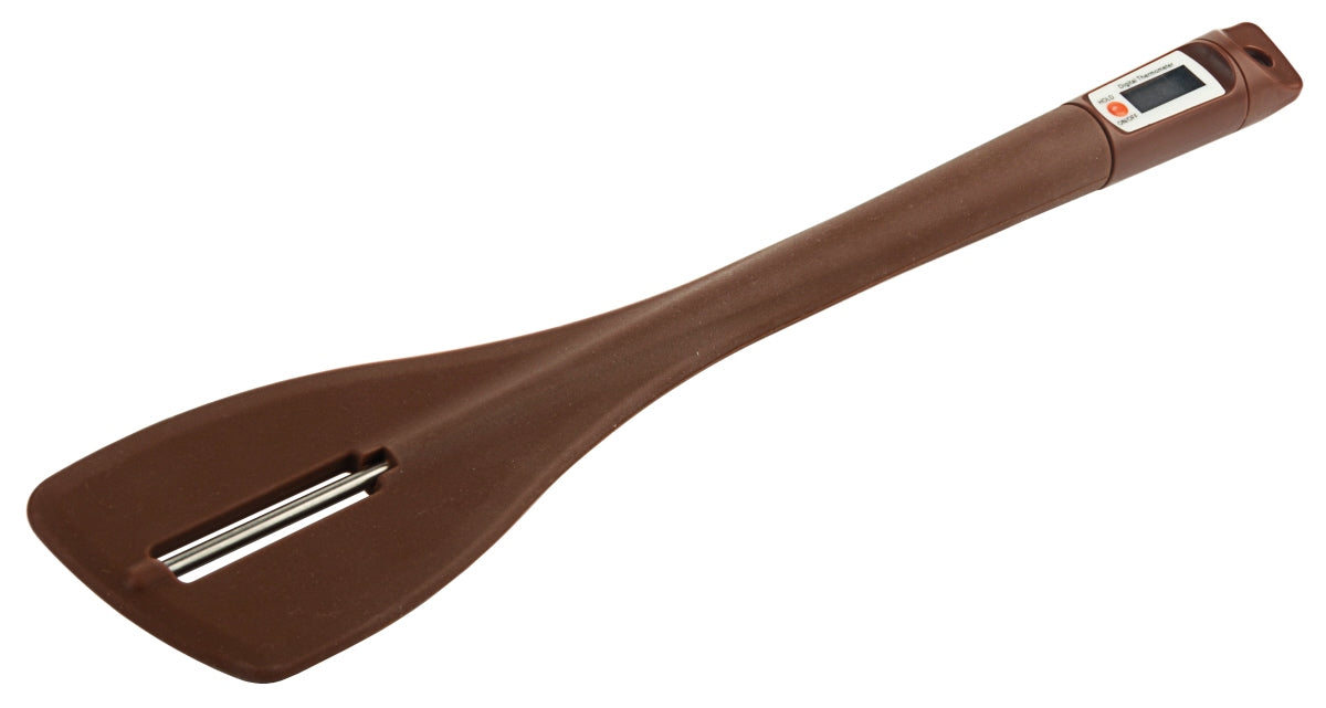 Brauner Silikonspatel mit Thermometer