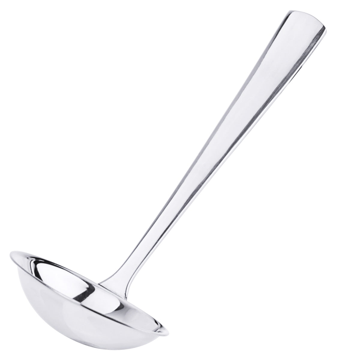 Silberner Schöpflöffel aus Edelstahl.