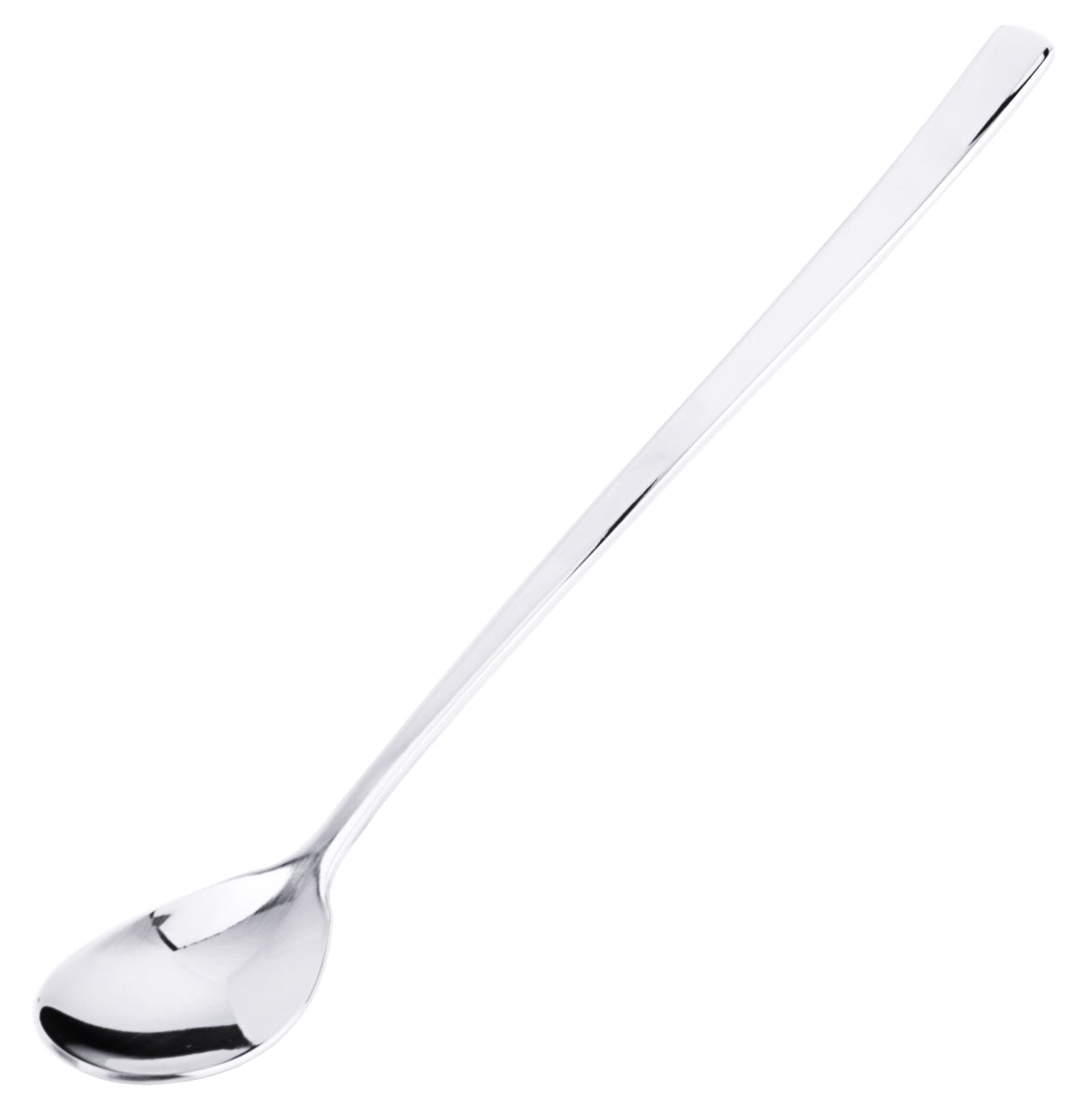 Langer, glänzender Edelstahl-Löffel.