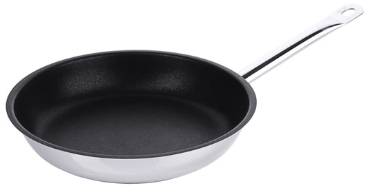 Bratpfanne mit Griff aus Metall.