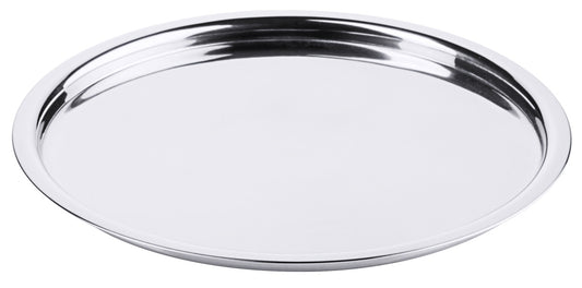 Rundes Edelstahl-Tablett für Gastronomie.