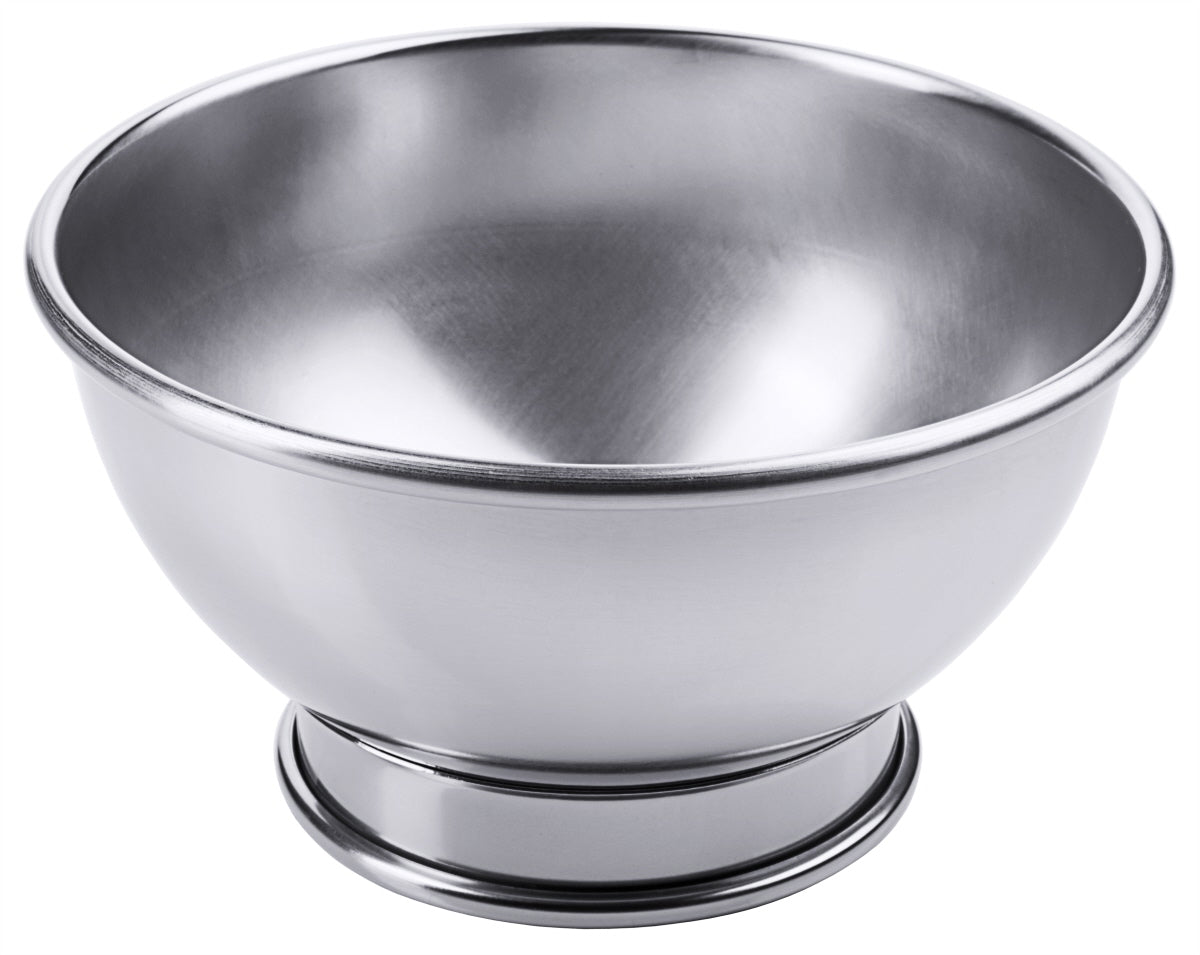 Metallschüssel aus Edelstahl, glänzend.