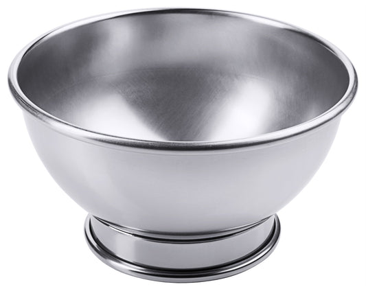 Metallschüssel aus Edelstahl, glänzend.