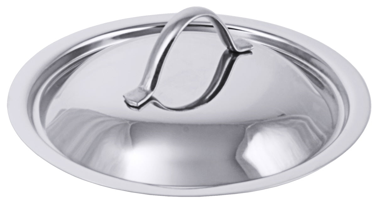 Edelstahl-Topfdeckel mit Griff.