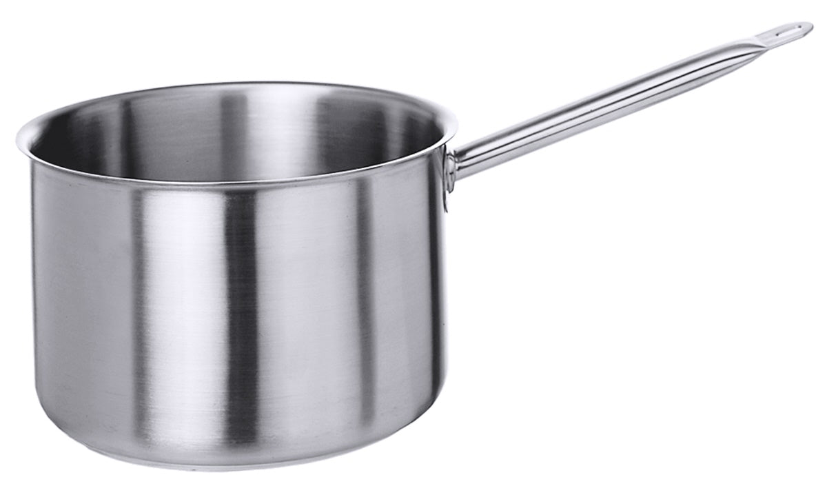 Edelstahl-Stieltopf für Gastronomiebedarf.