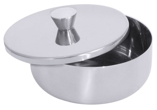 Edelstahlbehälter mit Deckel geöffnet.