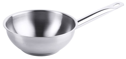 Silberne Schöpfkelle aus Edelstahl.