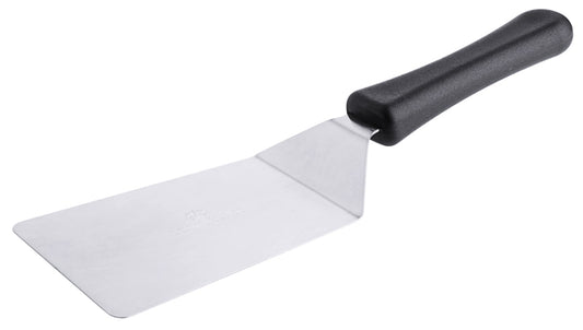 Metallspatel mit schwarzem Griff.