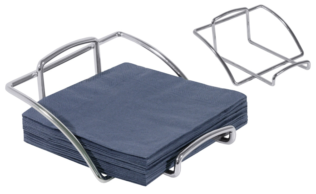 Serviettenhalter mit blauen Servietten.