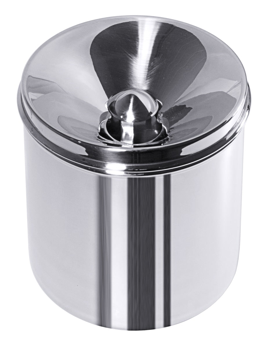 Edelstahl-Zuckerdose mit Deckel.