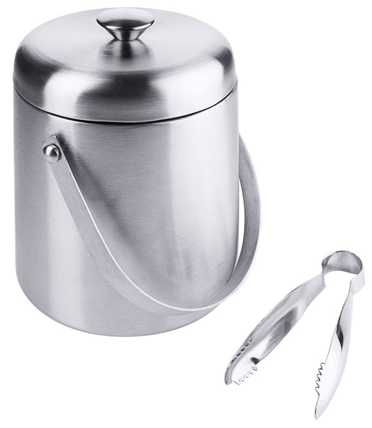 Eiseimer mit Zange aus Edelstahl.