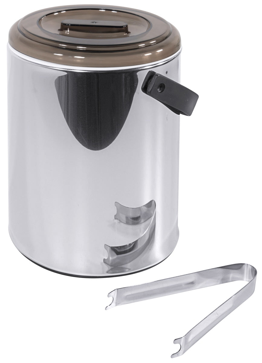 Eiseimer mit Zange aus Metall.