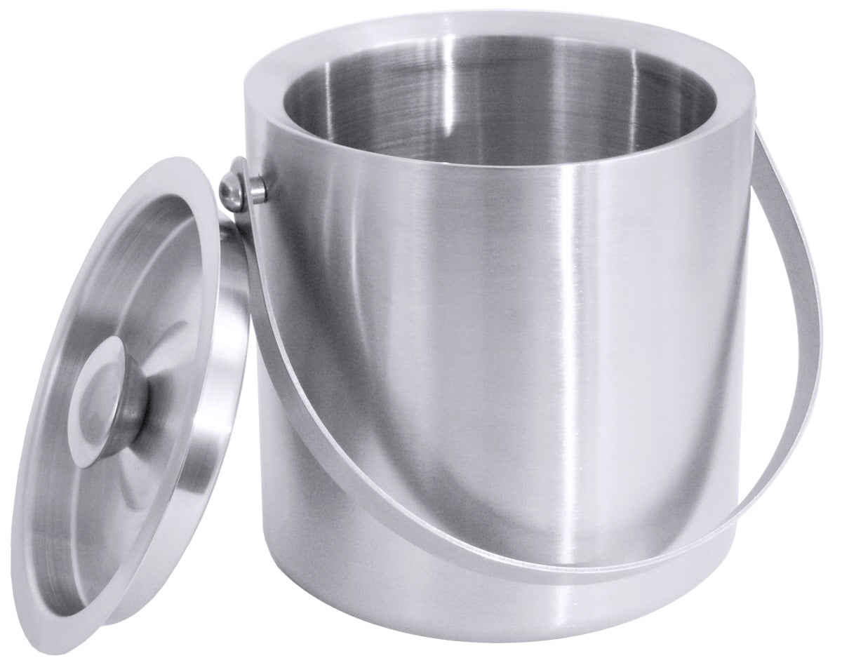 Edelstahl-Eiskübel mit Deckel.