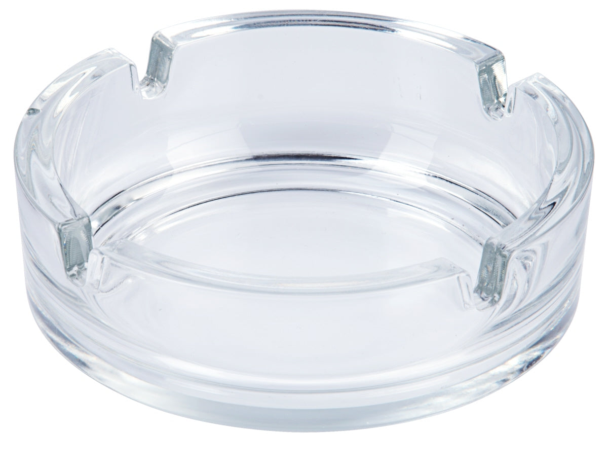Glas-Aschenbecher mit Kerben.