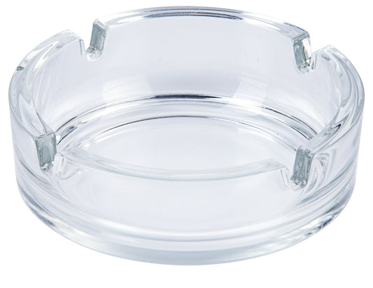 Glas-Aschenbecher mit Kerben.
