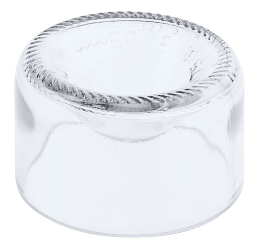 Glasuntersetzer aus klarem Glas.