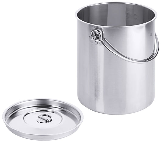 Edelstahlbehälter mit Deckel geöffnet.