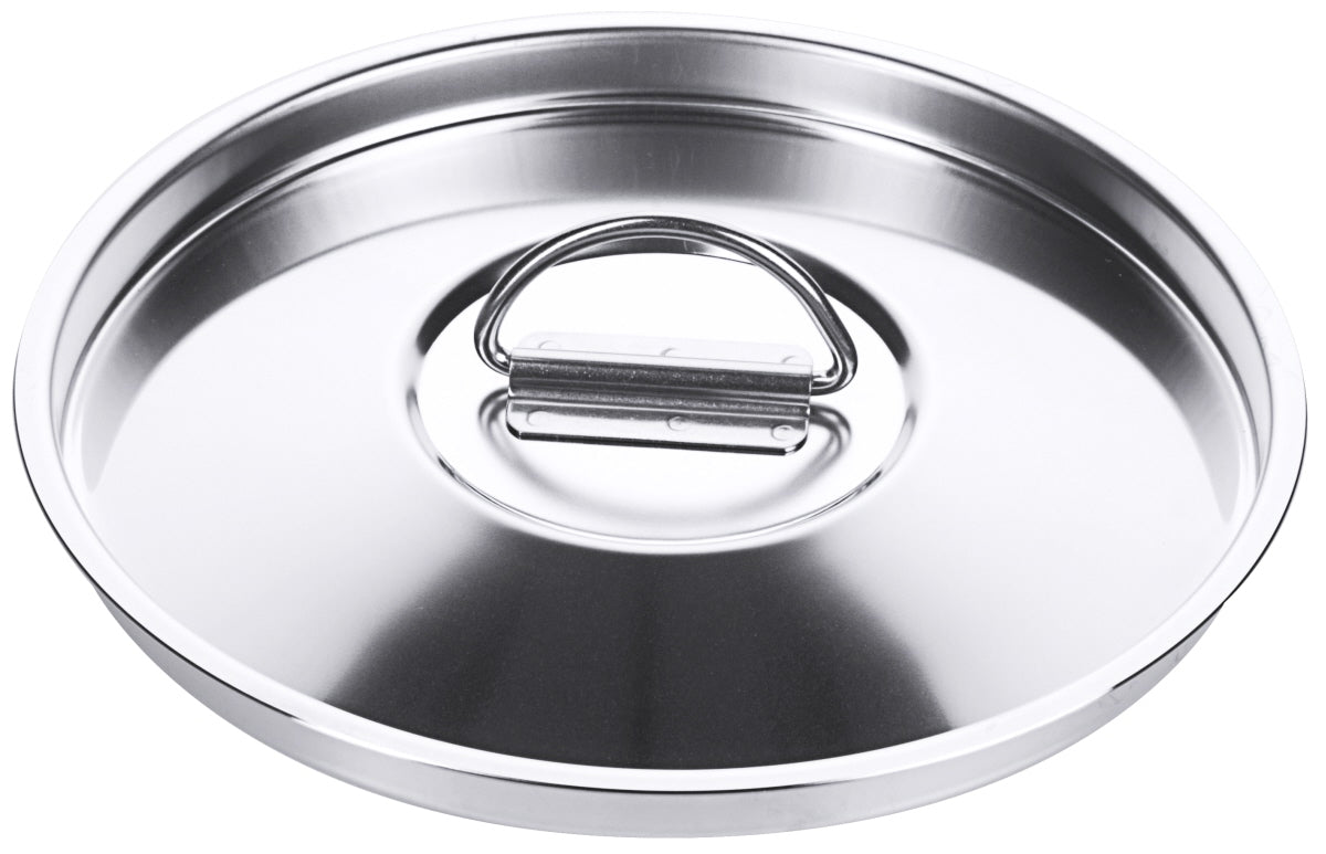 Edelstahl-Topfdeckel mit Griff.