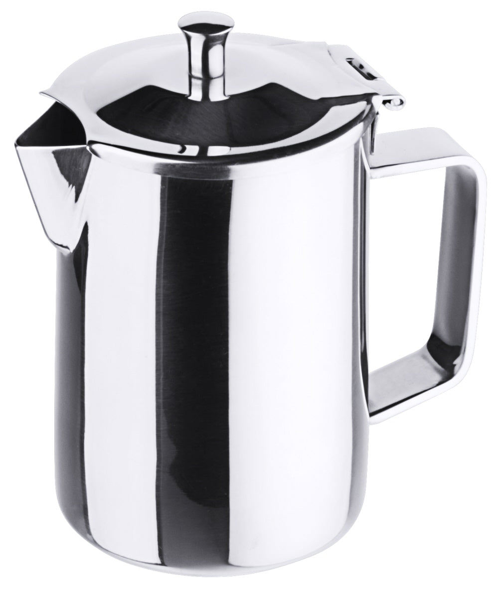 Edelstahl-Kaffeekanne mit Deckel.