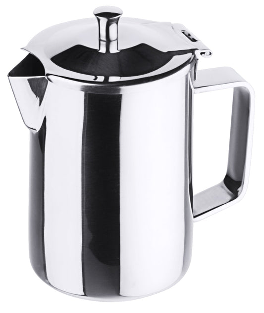 Edelstahl-Kaffeekanne mit Deckel.