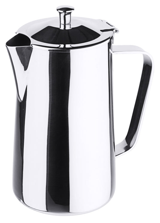 Silberne Kaffeekanne mit Deckel.