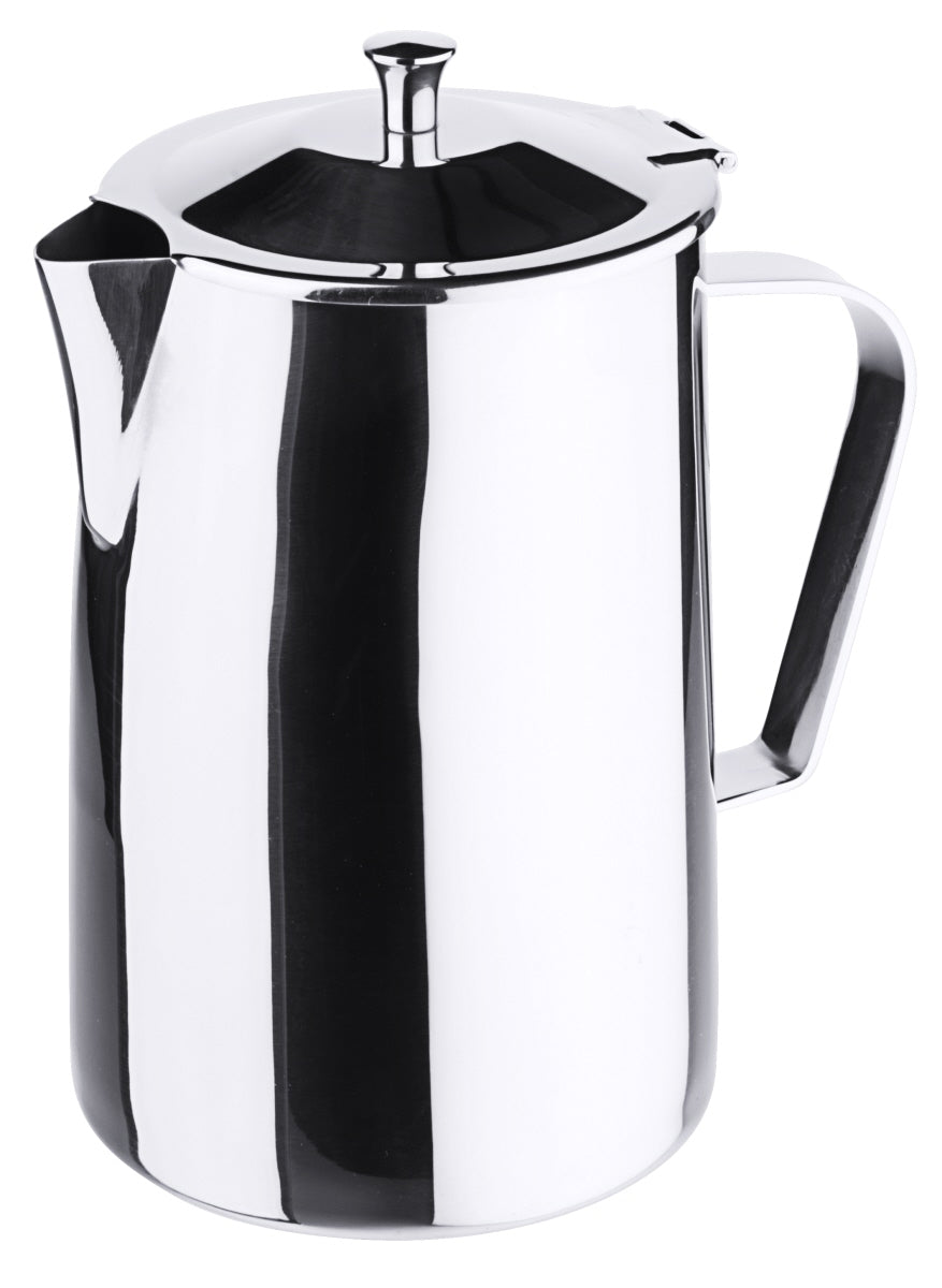 Silberne Kaffeekanne mit Deckel.