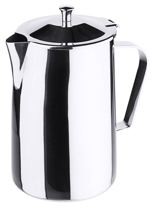 Silberne Kaffeekanne mit Deckel.