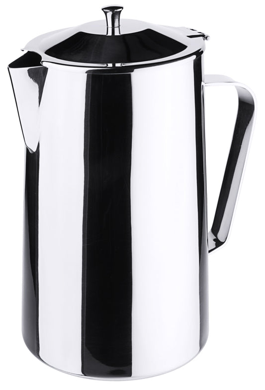 Silberne Kaffeekanne mit Deckel.