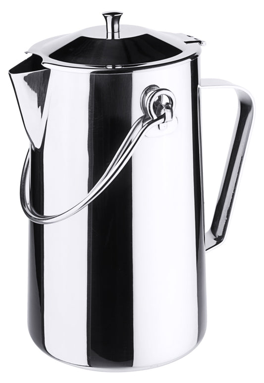 Edelstahl-Kaffeekanne mit Deckel.