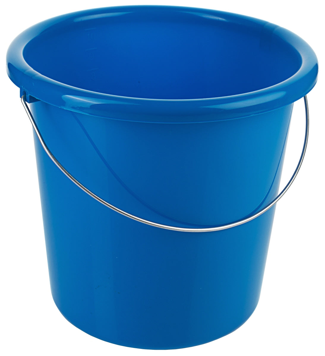 Blauer Kunststoff-Eimer mit Metallhenkel