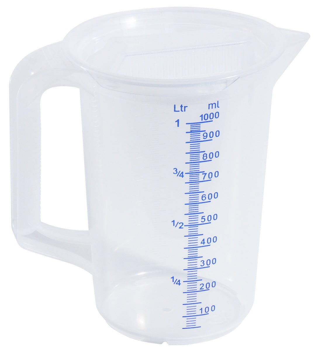 Messbecher mit blauer Skala.