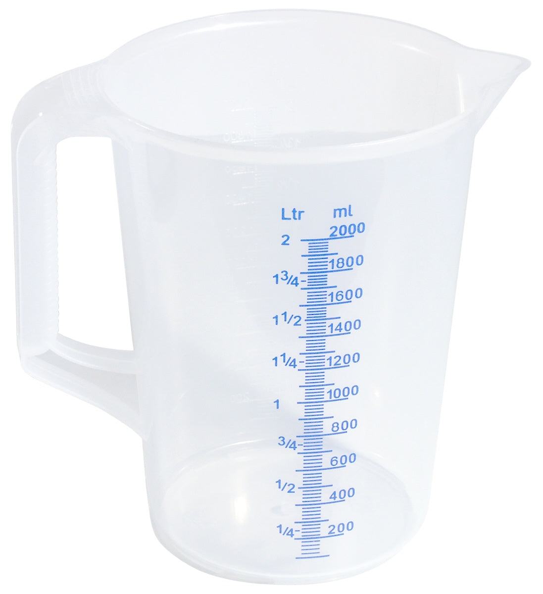 Messbecher aus Kunststoff, transparent.