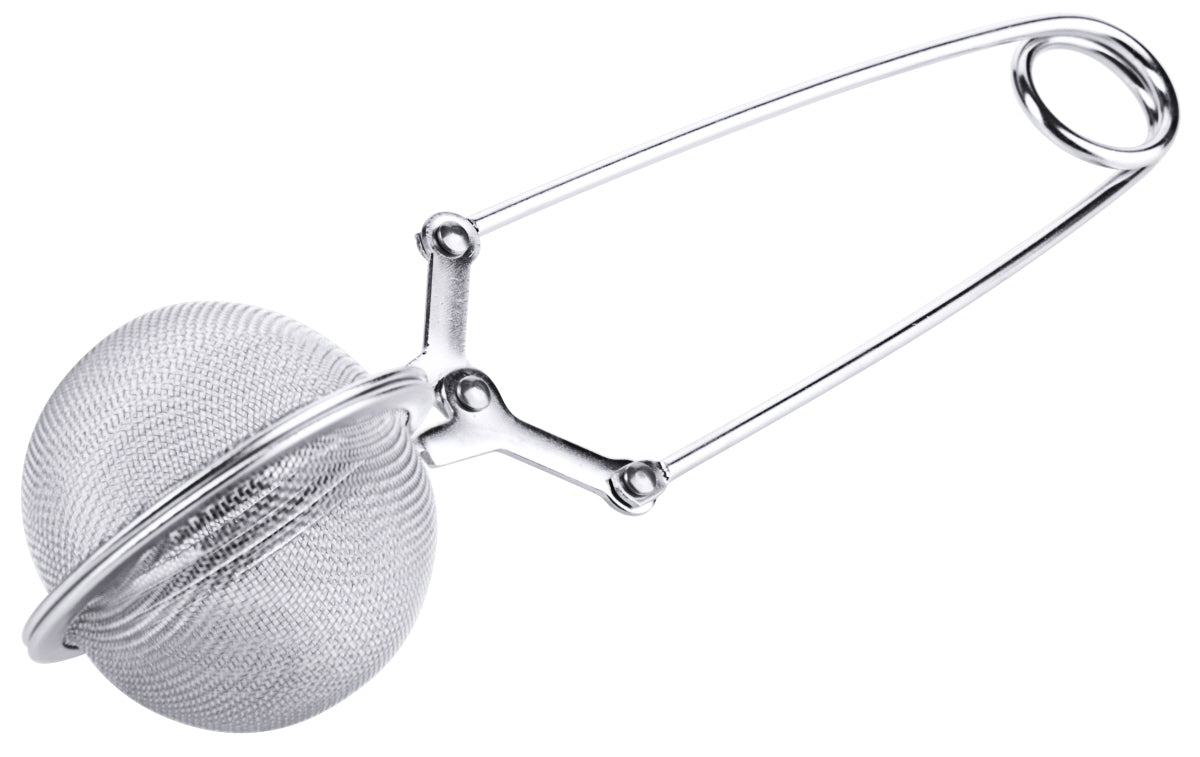 Tee-Ei mit Griff aus Metall.