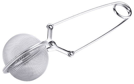 Tee-Ei mit Griff aus Metall.