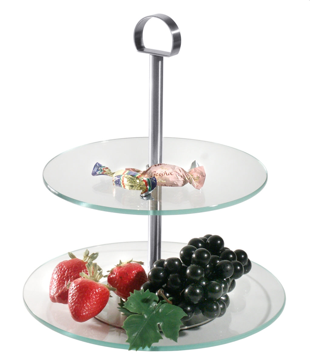 Zweistöckige Etagere mit Obst.