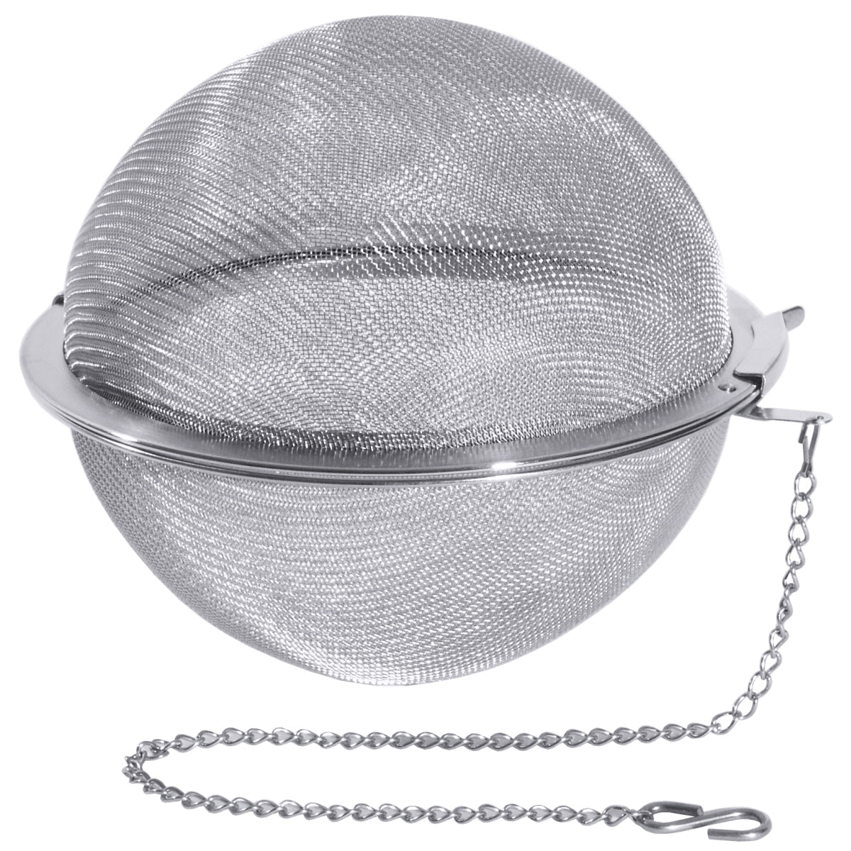 Tee-Ei aus Edelstahl mit Kette.