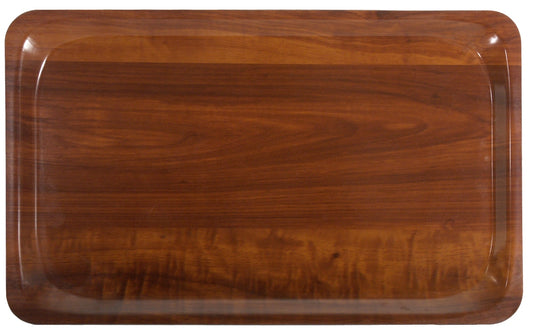 Holztablett mit abgerundeten Ecken.