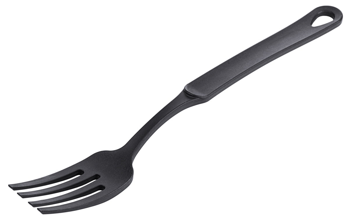 Schwarze Gabel mit drei Zinken.