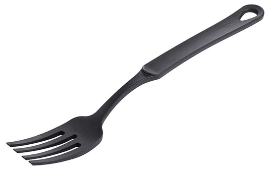 Schwarze Gabel mit drei Zinken.