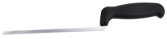 Schwarzes Griffmesser mit langer Klinge.