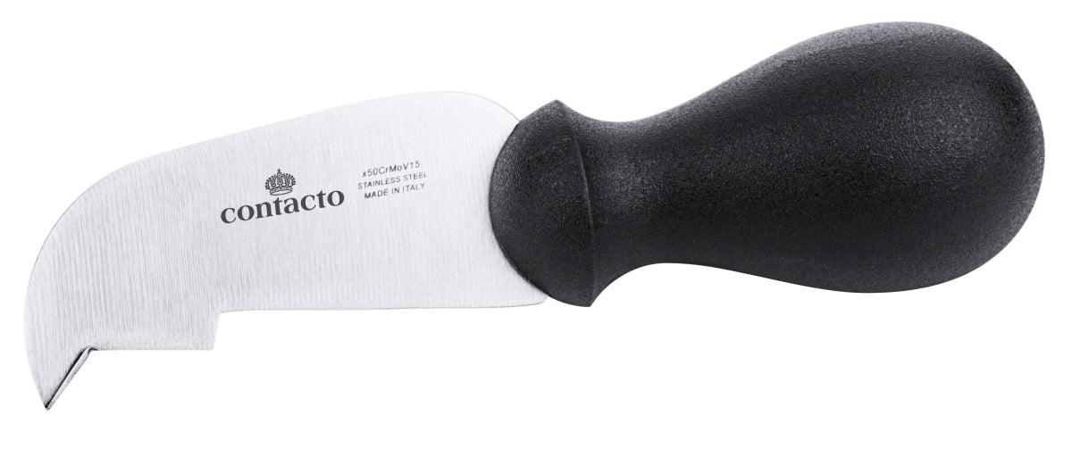Käsemesser mit schwarzem Griff.