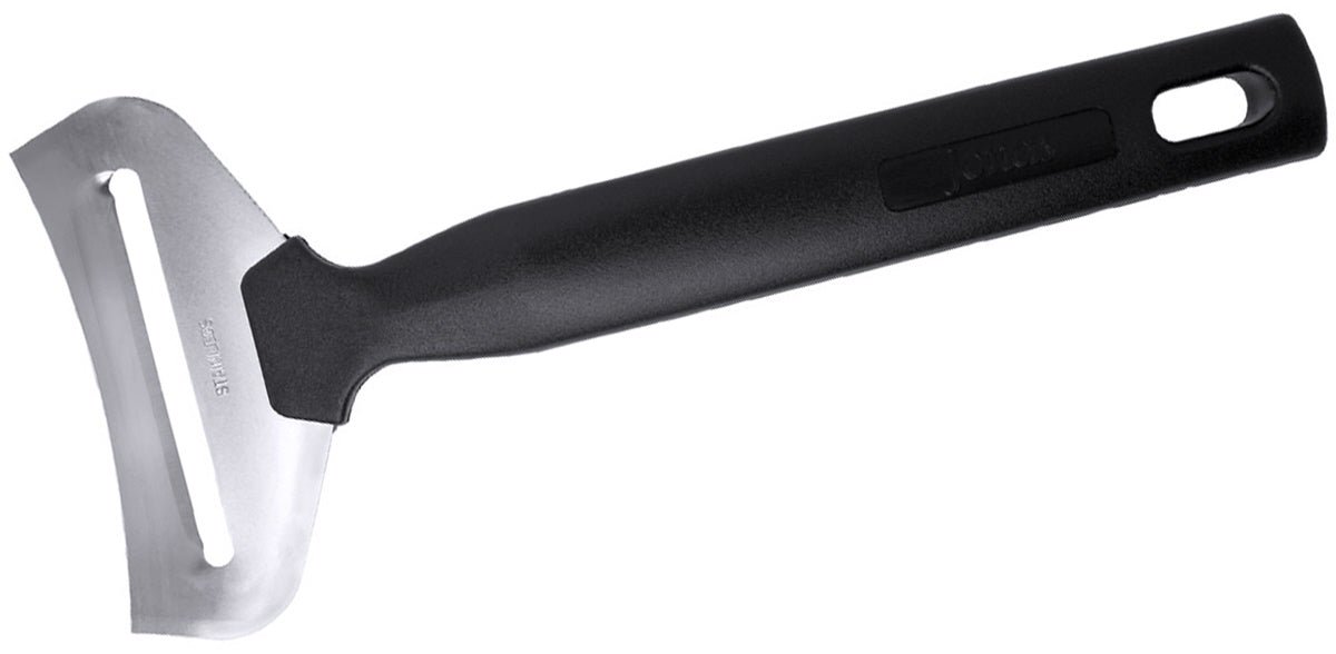 Käseschneider mit schwarzem Griff.