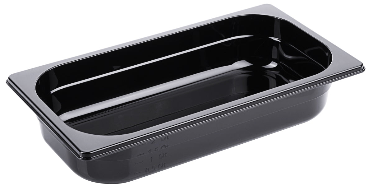 Schwarze GN-Behälter für Gastronomie.