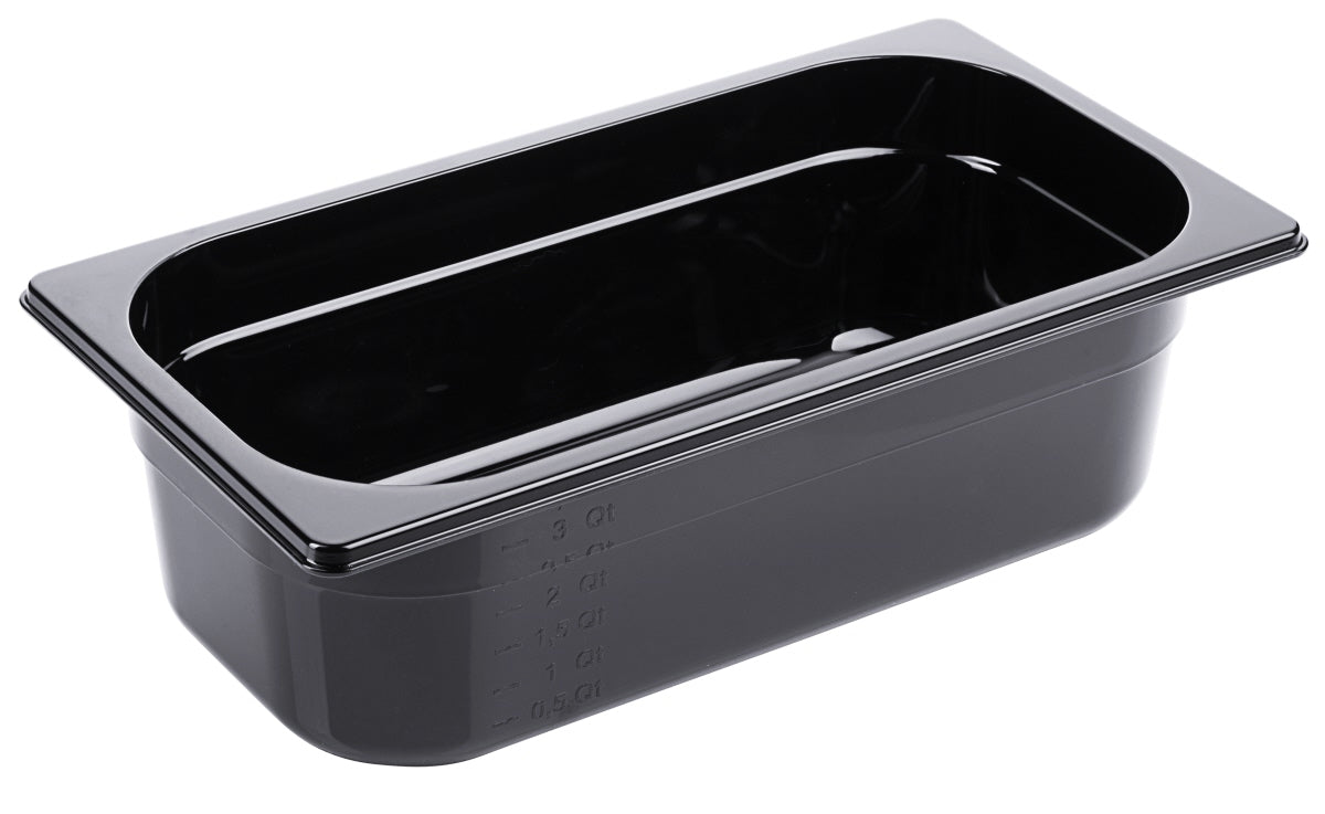 Schwarze GN-Behälter für Gastronomie.